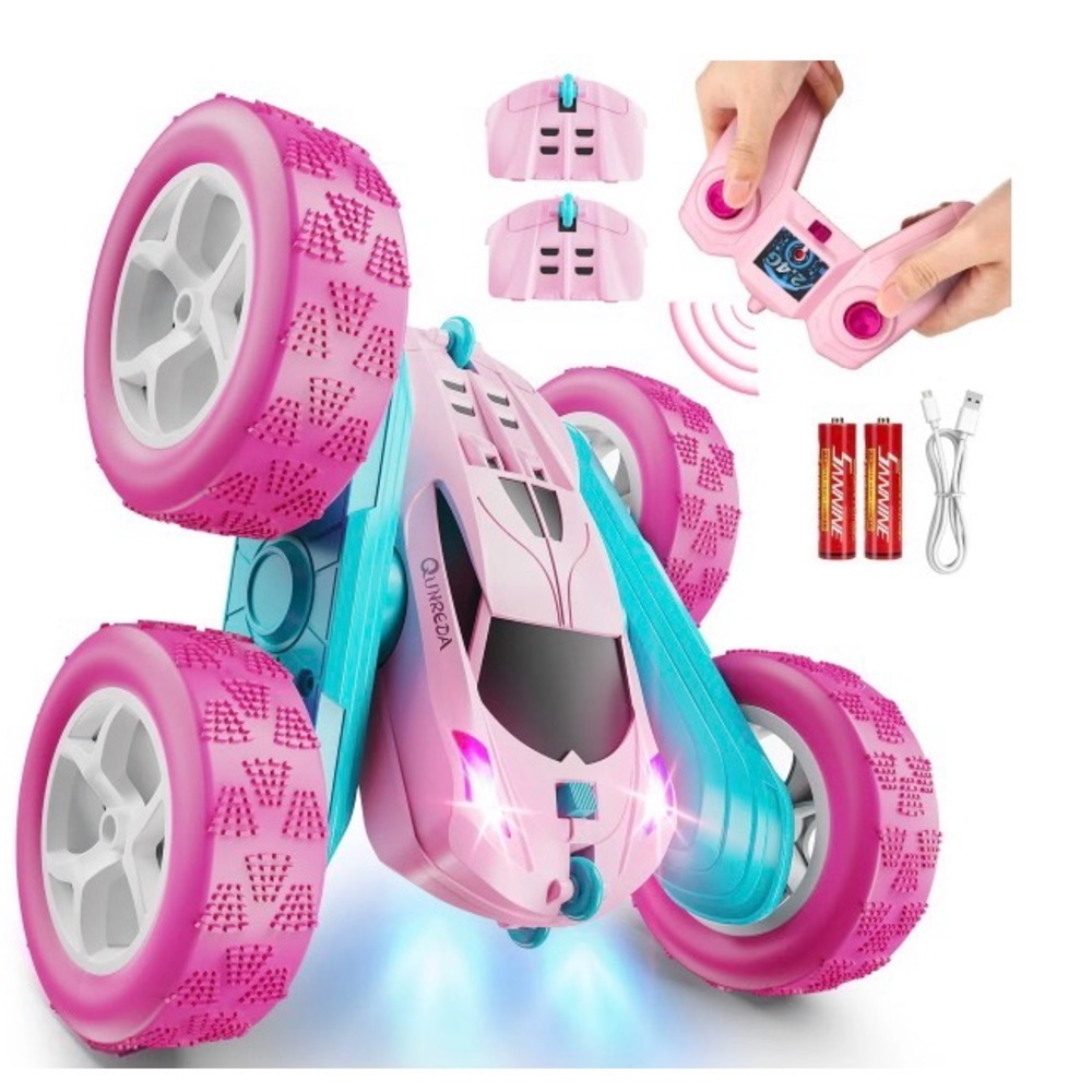 RC Cars,Pink Remote Control Car for Girls, 2.4 GHZ Double Sided RC Stunt Car